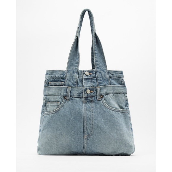 RONRON ♥ RIBBON POINTED DENIM TOTE BAG/追跡付 RONRON ♥ RIBBON POINTED DENIM TOTE BAG/追跡付